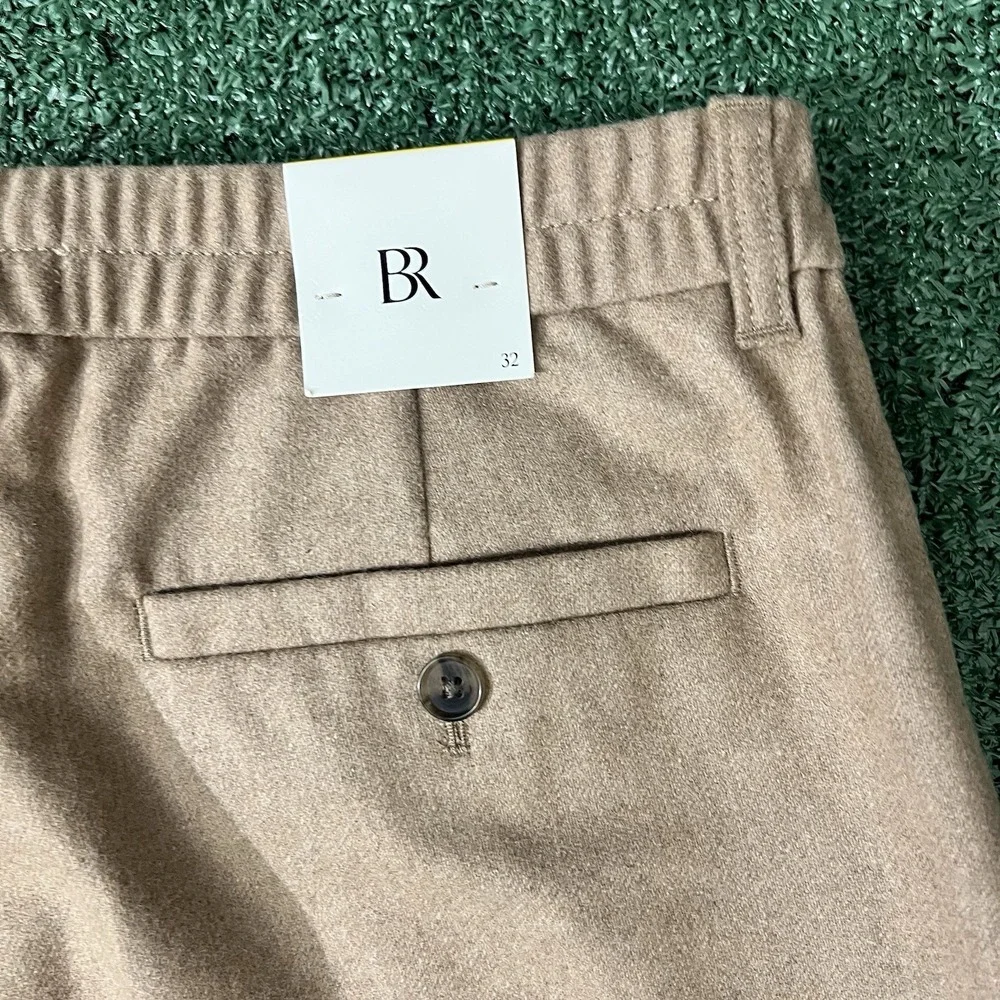 Banana Republic Elastic Waist Pants Mens 32 Camel Tan Wool Alfa Fi Italy New